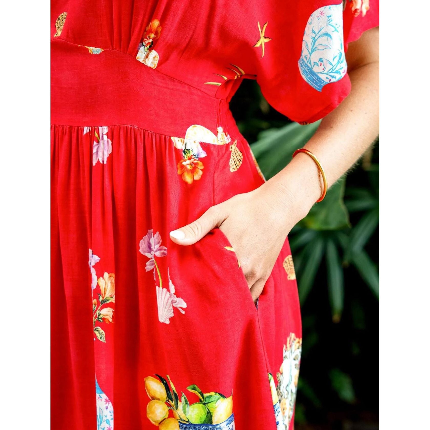 Carmen Rayon Red Dress details