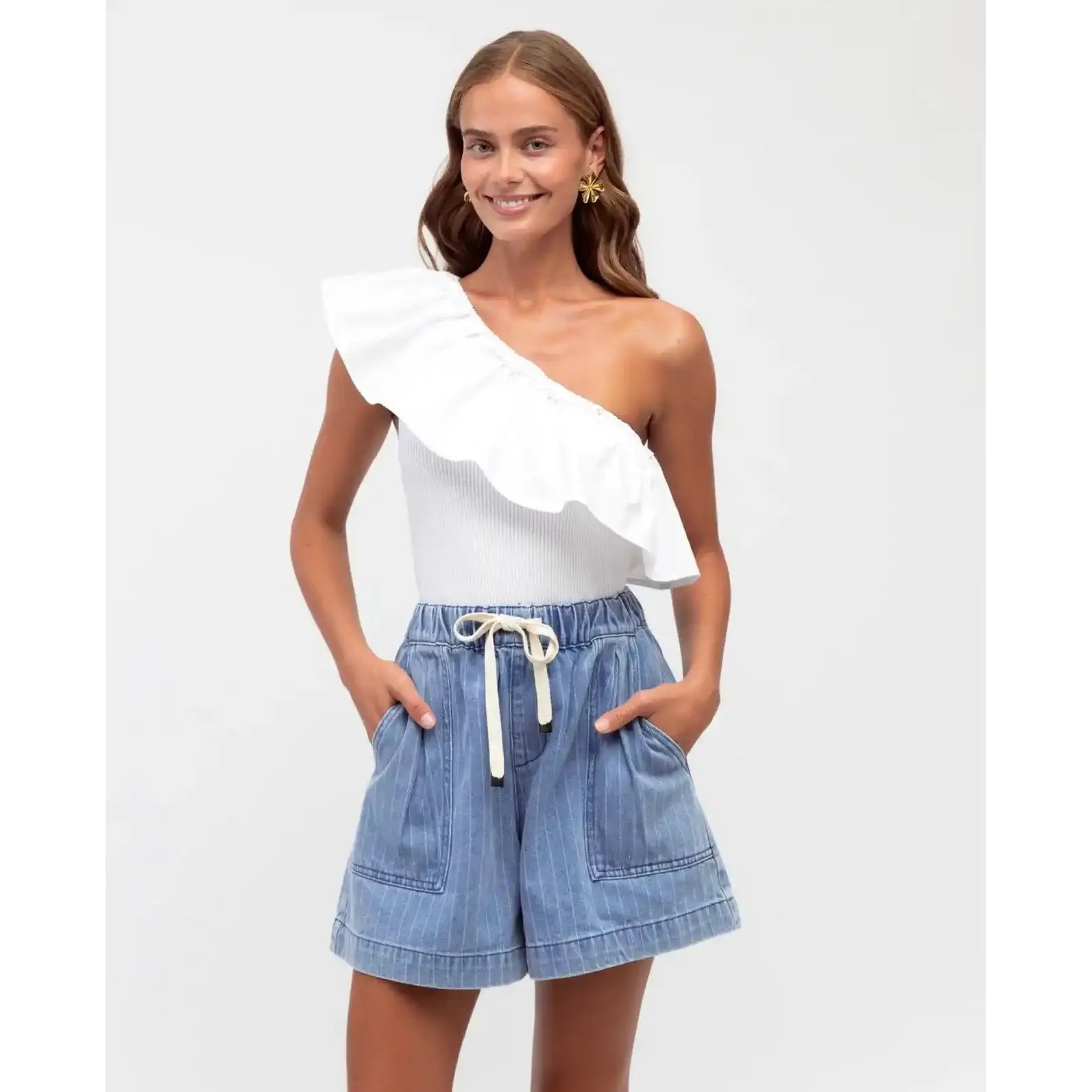 Clara White Frill Off Shoulder Top