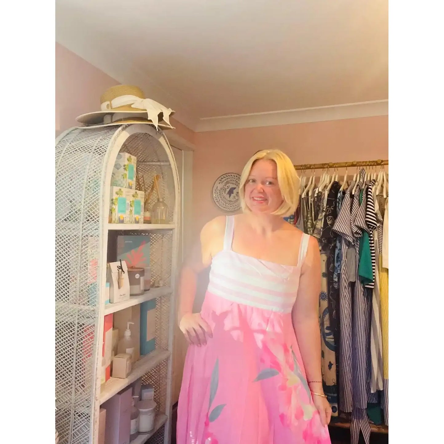 Elara Botanical Floral Maxi Dress in pink