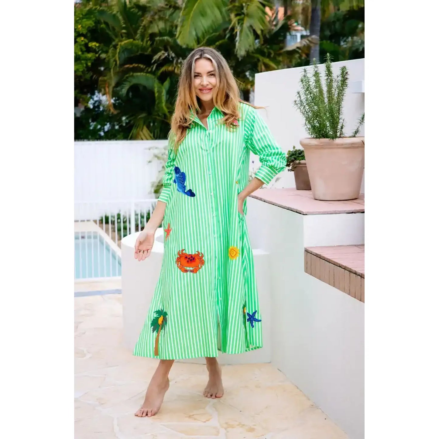 Maldives Embroidered Shirt Dress