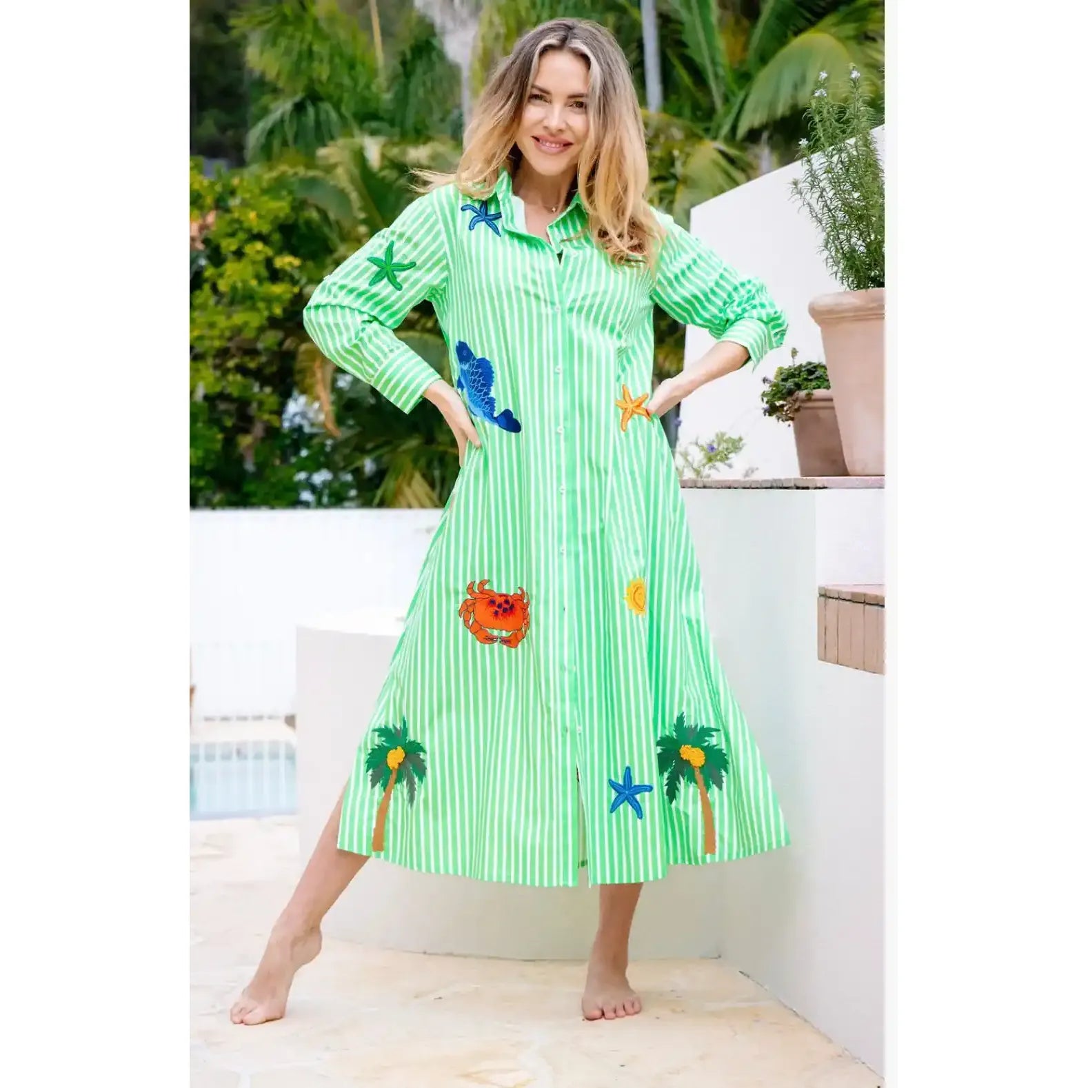 Maldives Embroidered Shirt Dress