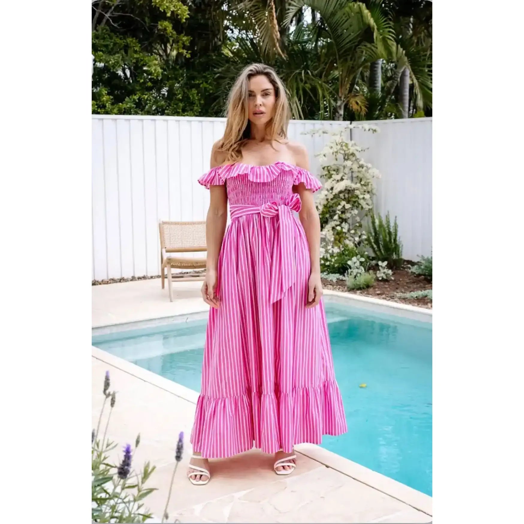 Martha Pink Stripe Maxi Dress