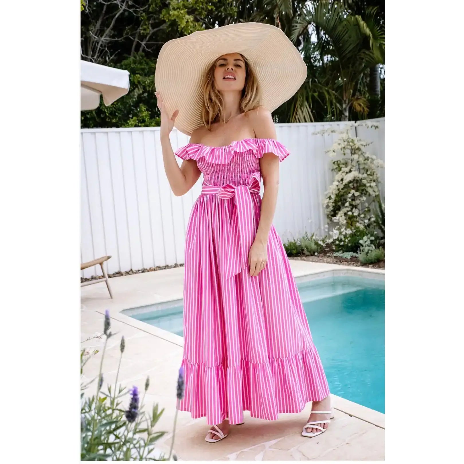 Martha Pink Stripe Maxi Dress