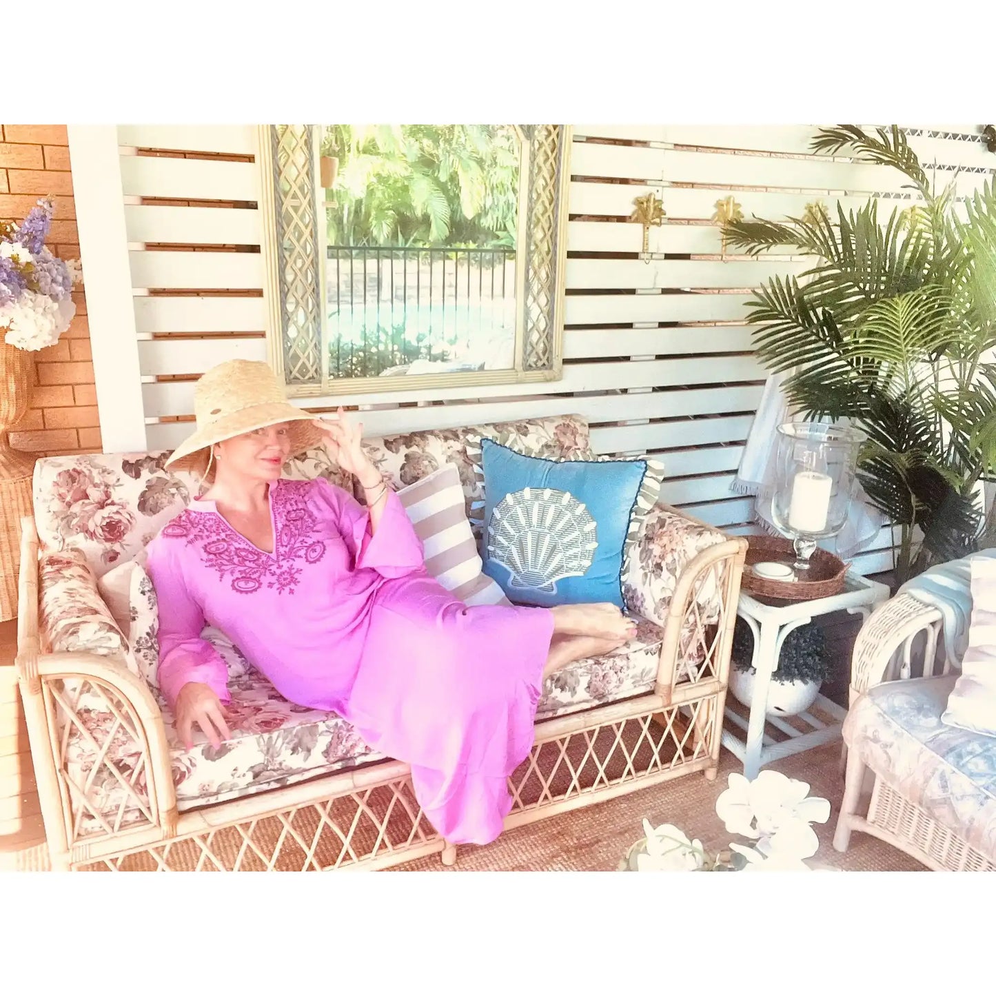 Grace Pink Embroidered Kaftan