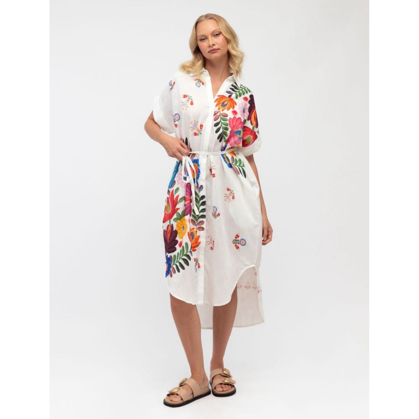 Amara Embroidered Shirt Dress