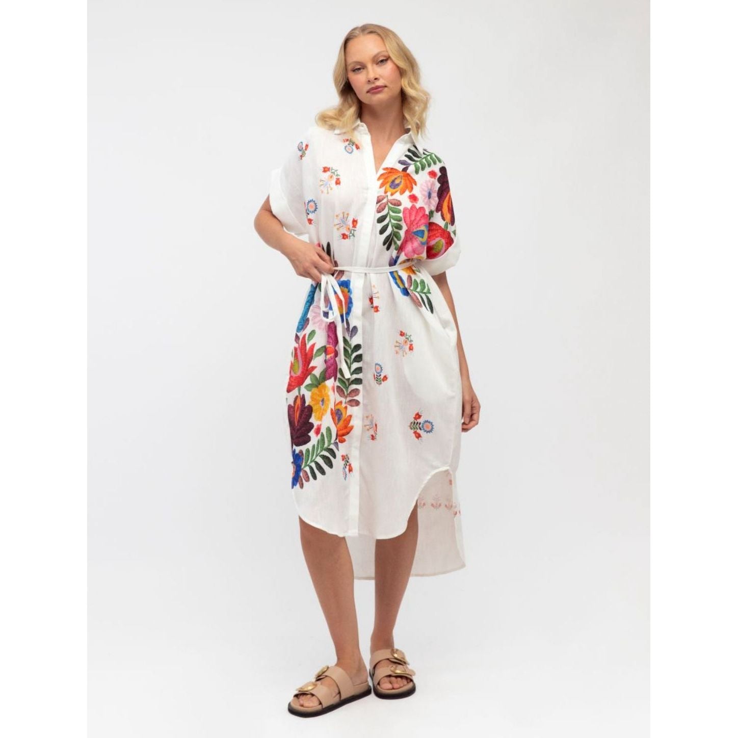 Amara Embroidered Shirt Dress