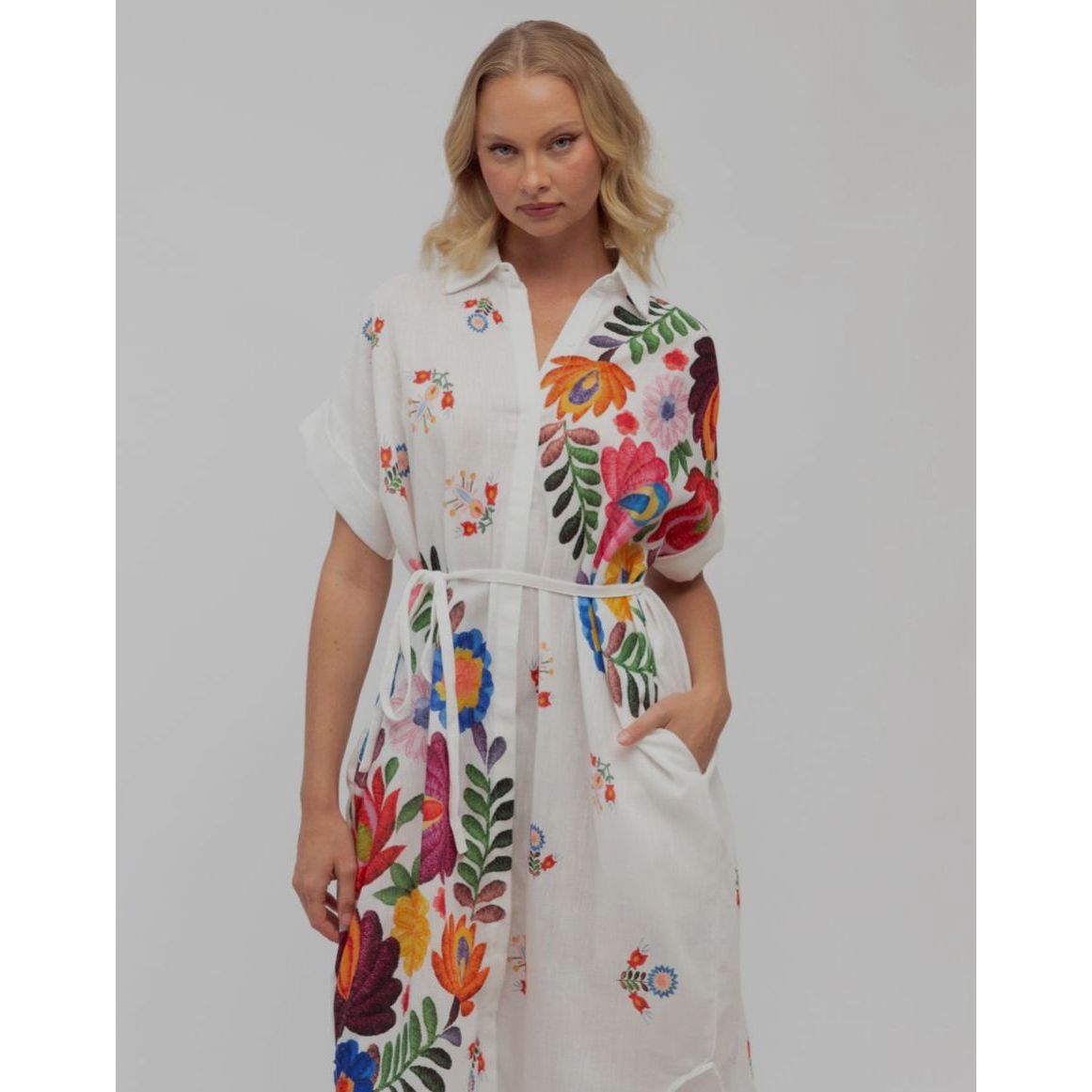 Amara Embroidered Shirt Dress