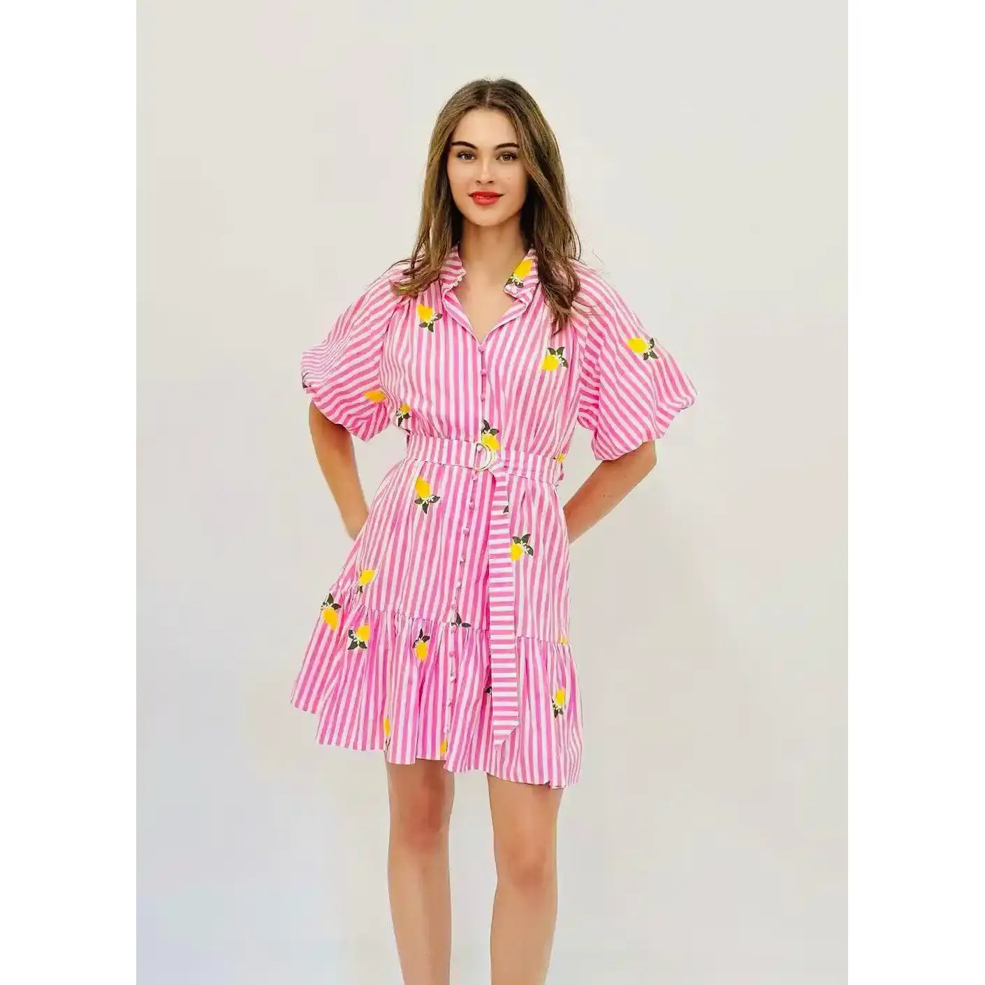 Limoncella Pink Cotton Midi Dress