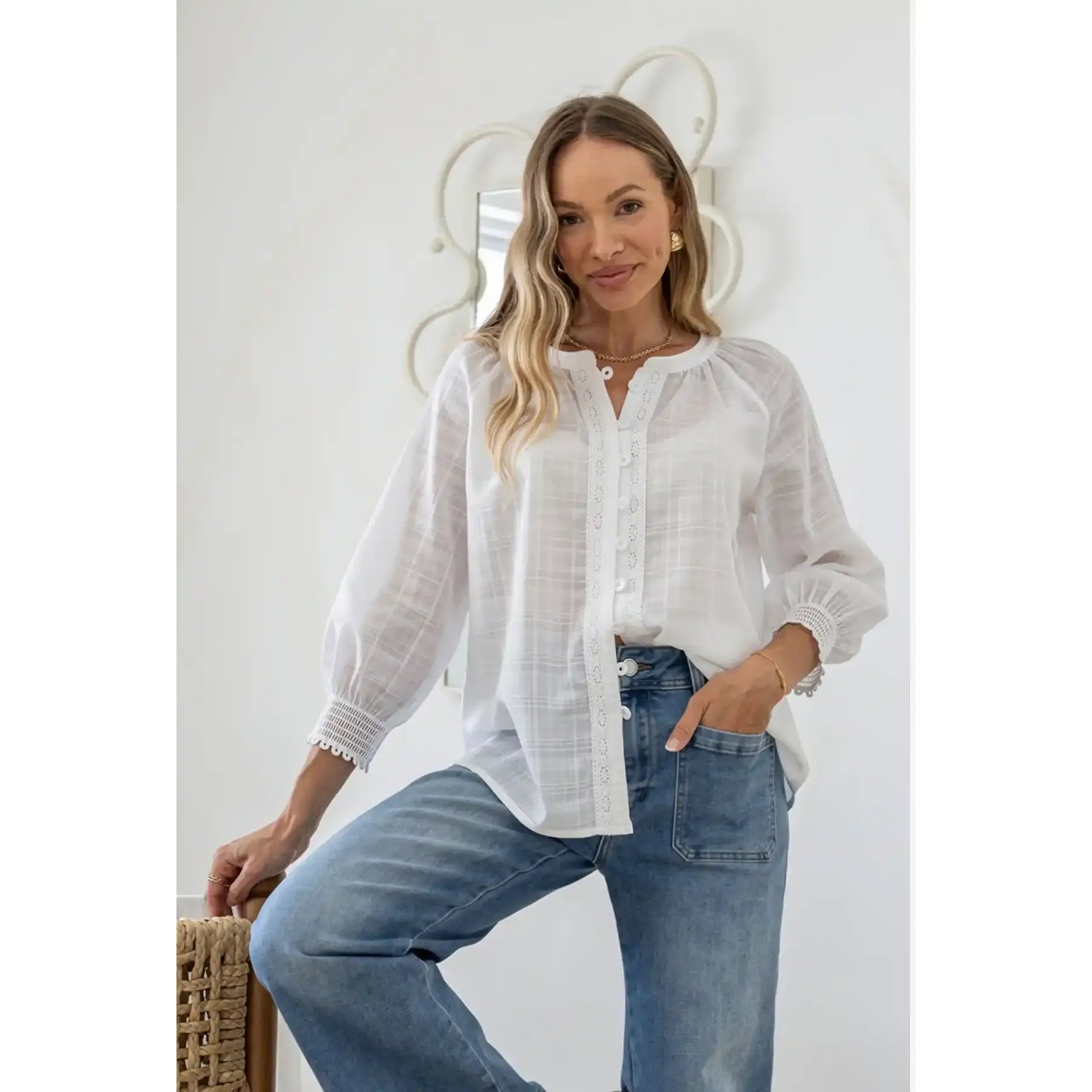 Capri Lace Trim Blouse
