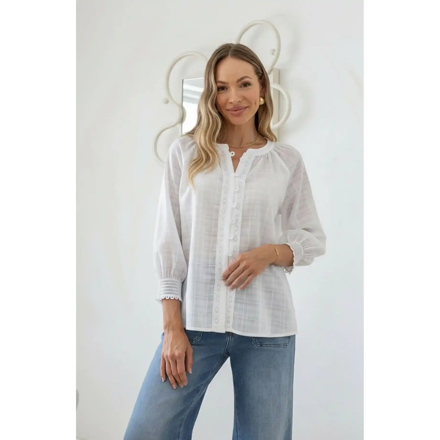 Capri Lace Trim Blouse