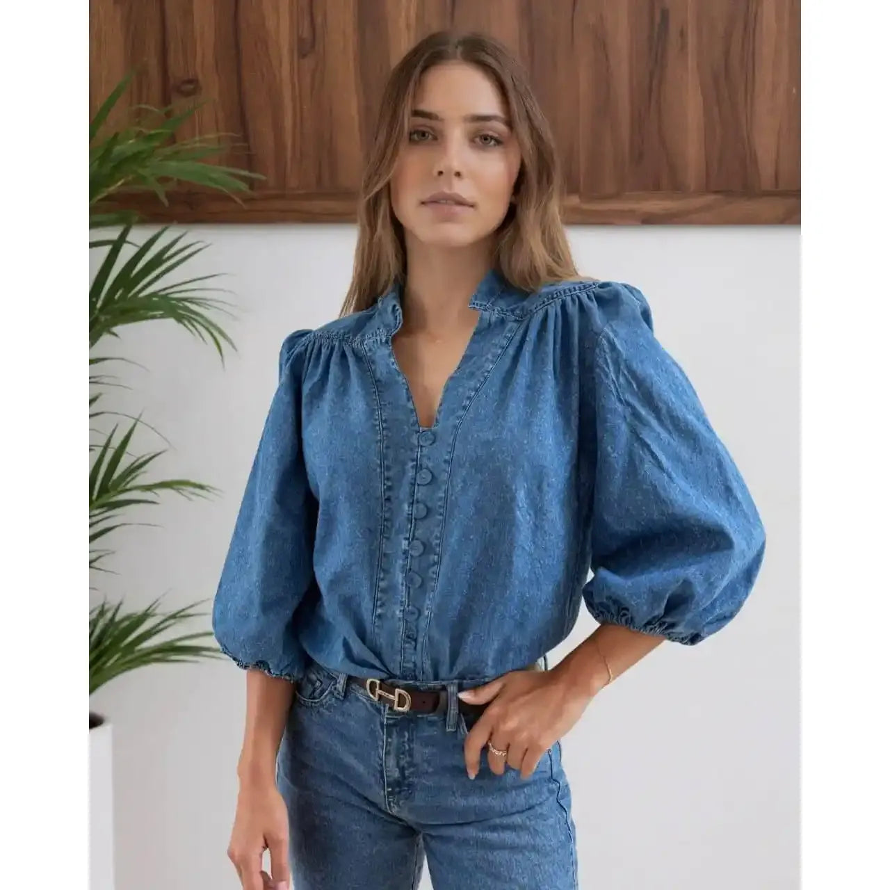 Pru Soft Denim Puff Sleeve Shirt