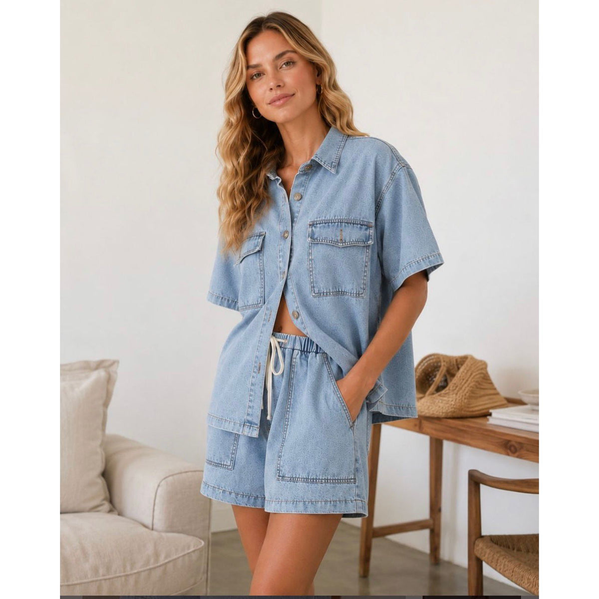 Marlow Denim Shirt & Shorts Co-Ords Set