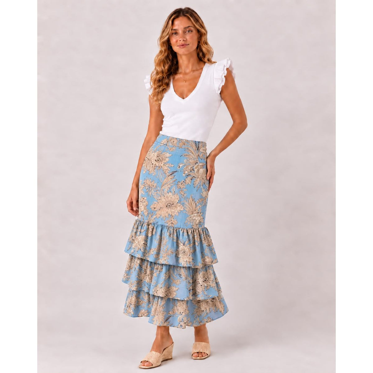 Eva Hand-Painted Cotton Maxi Skirt