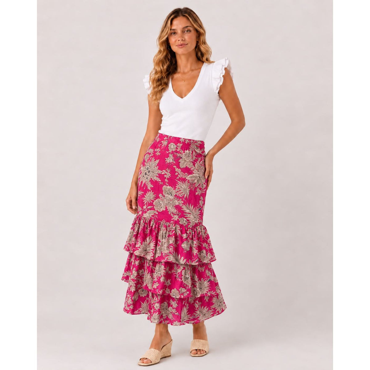 Eva Hand-Painted Cotton Maxi Skirt