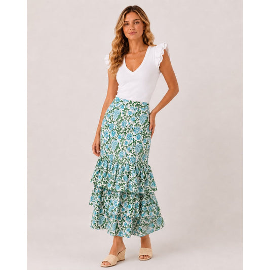Eva Hand-Painted Cotton Maxi Skirt