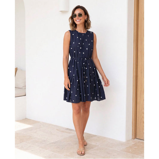 Odette Navy Spot Dress