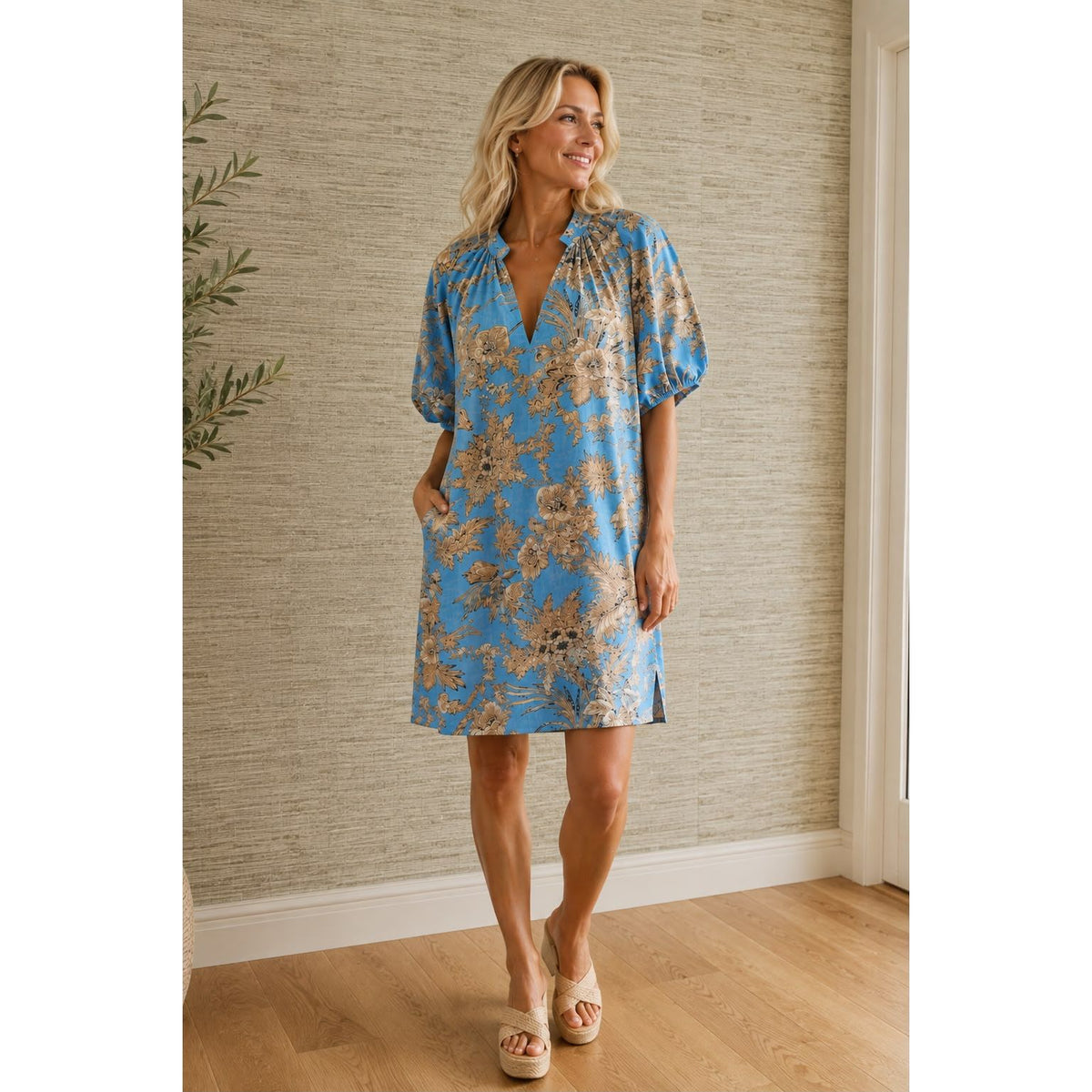 Alita Cotton Dress in Blue Sky