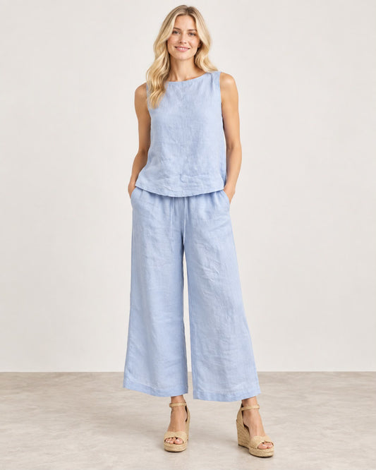 Paloma Blue Linen Top & Pants Set
