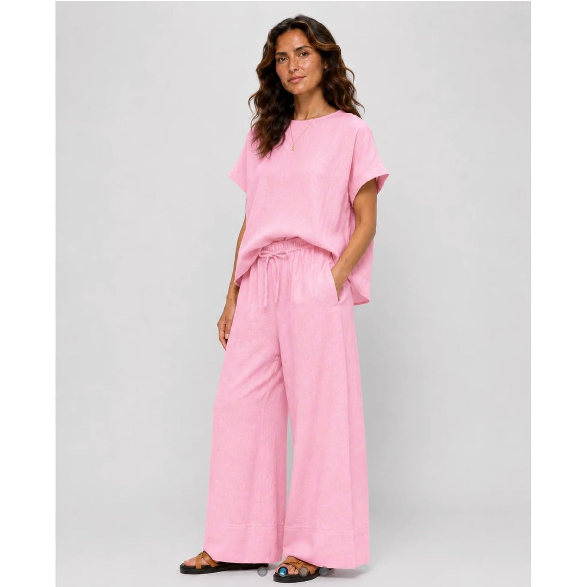 Sienna Pink Linen Viscose Pants