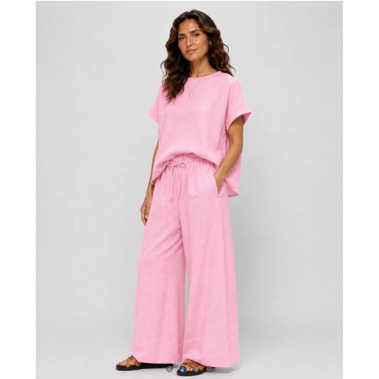 Sienna Pink Linen Viscose Pants