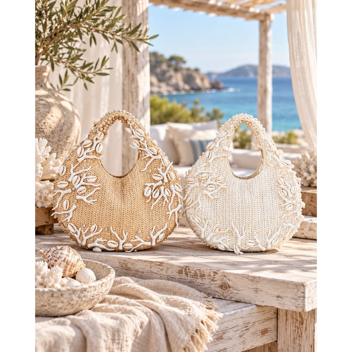 Yasmin Raffia Embellished Bag