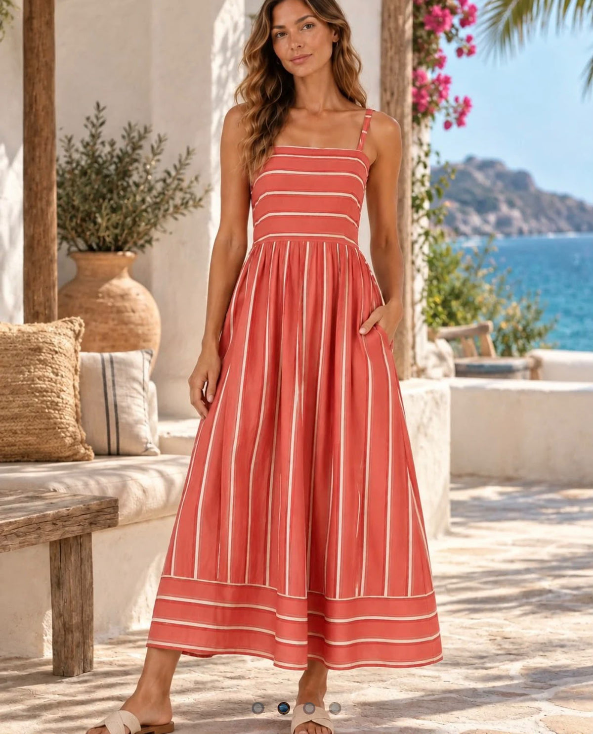 Coralie Viscose Strappy Midi Dress 