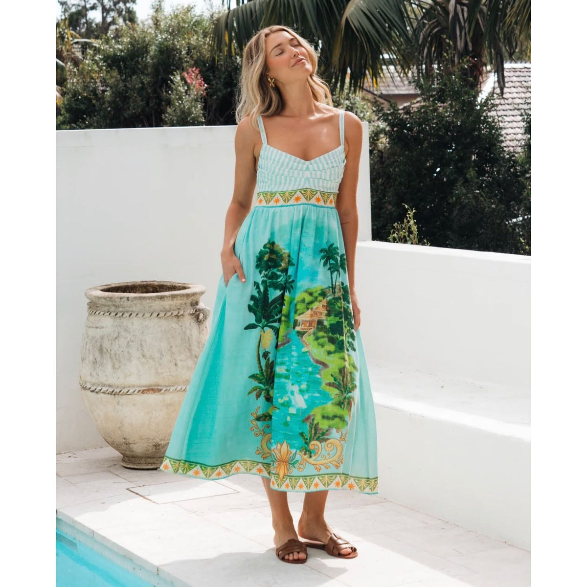 Amara Exclusive Print Linen Maxi Dress
