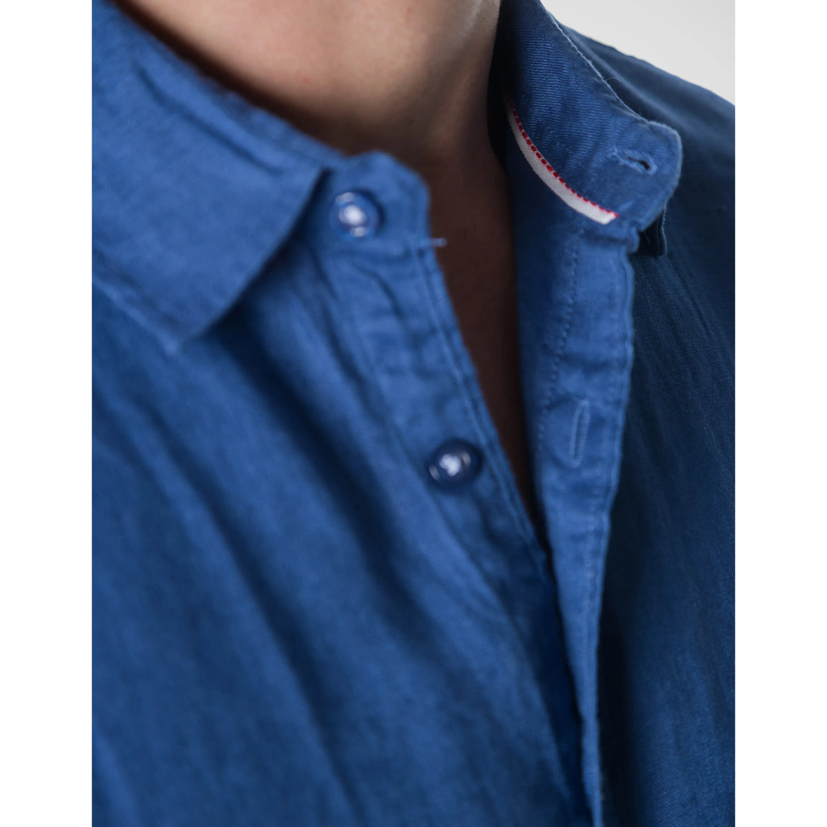 Henry Long Sleeve Linen Shirt in Indigo for Men