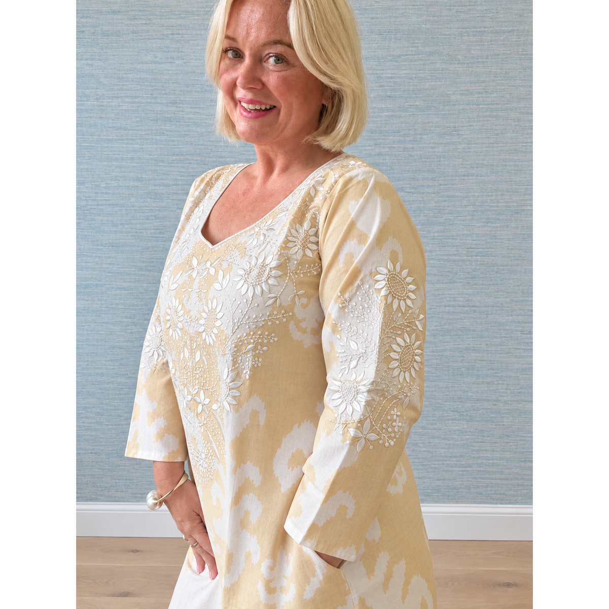 Mrs Dellacorte  Butter Short Dress Cloe Up
