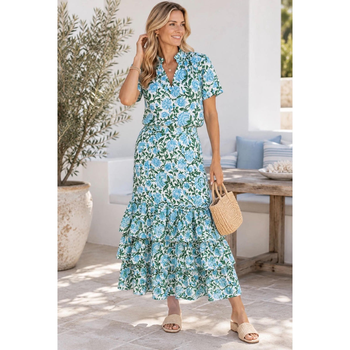 Eva Hand-Painted Cotton Maxi Skirt