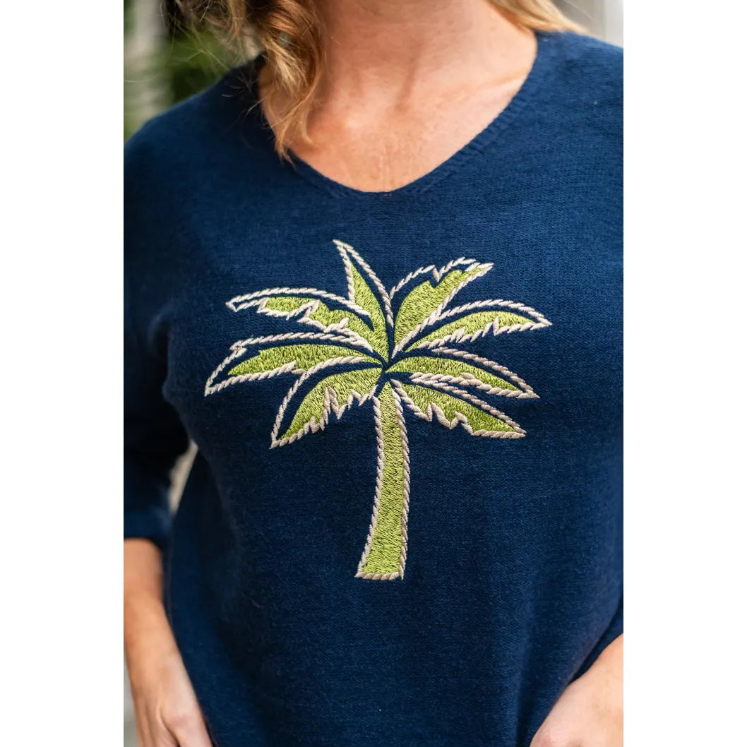 Blue Palm Tree Knit