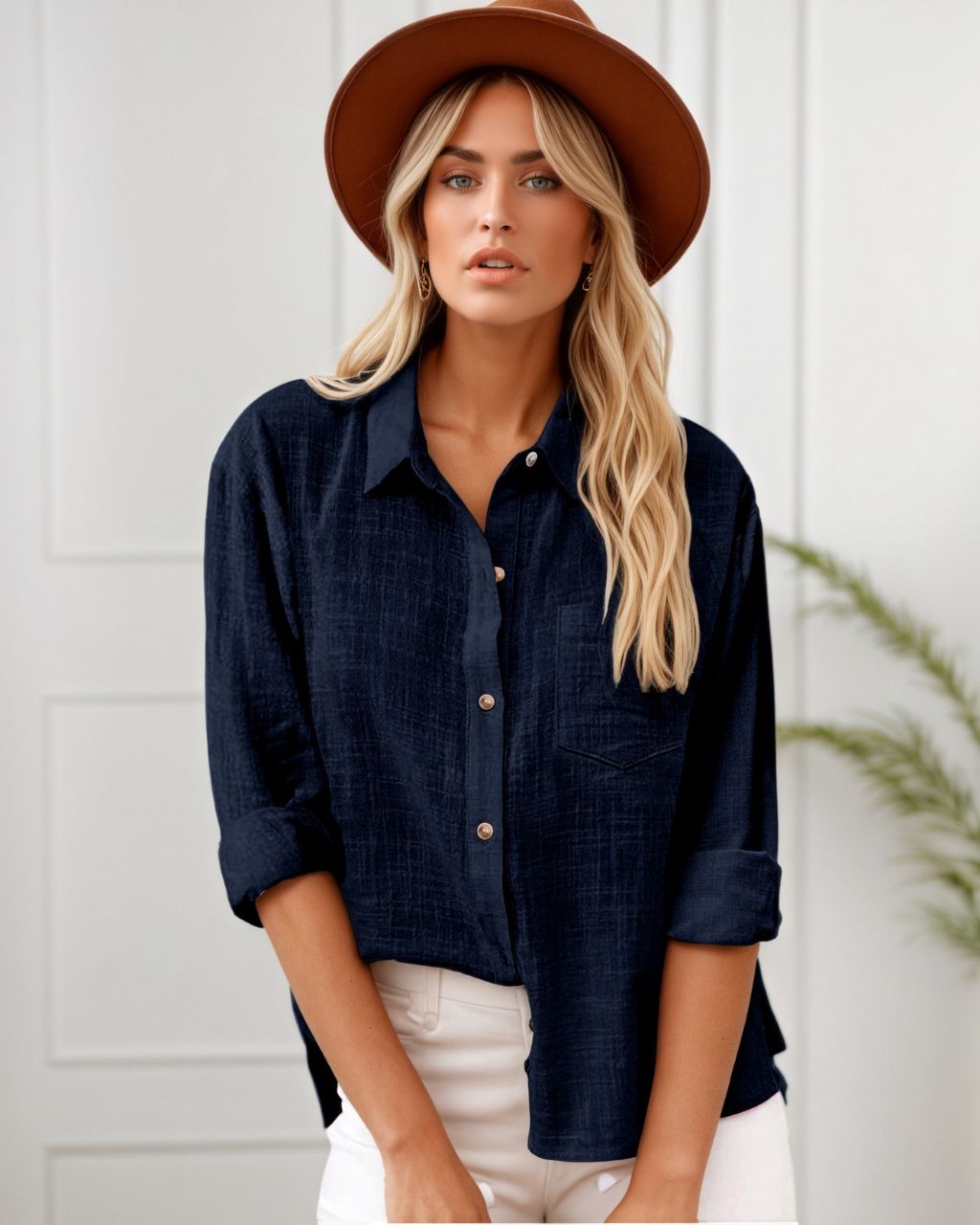celeste navy cotton shirt