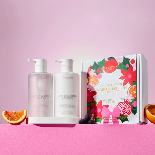 Limited Edition Wash and Lotion Gift Set - Includes 500ml Wash & Lotion + White Silicone Tray (Blackcurrant, Citrus & Amber)